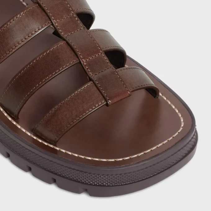 Celine Clea Triomphe Sandal in Calfskin – Vegetal Tanning Celine Clea Triomphe Sandal in Calfskin – Vegetal Tanning