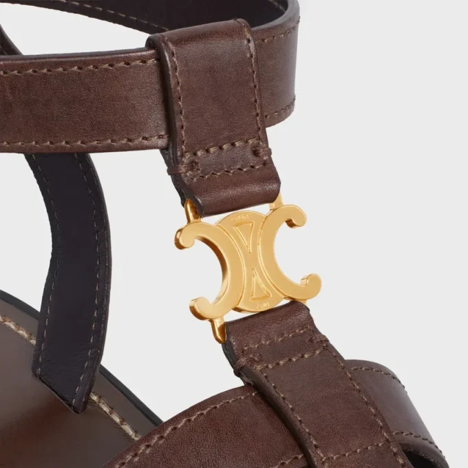 Celine Clea Triomphe Sandal in Calfskin – Vegetal Tanning Celine Clea Triomphe Sandal in Calfskin – Vegetal Tanning