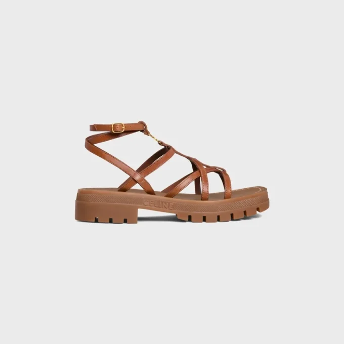 Celine – Clea Triomphe Strappy Sandal in Calfskin – Vegetal Tanning Celine – Clea Triomphe Strappy Sandal in Calfskin – Vegetal Tanning