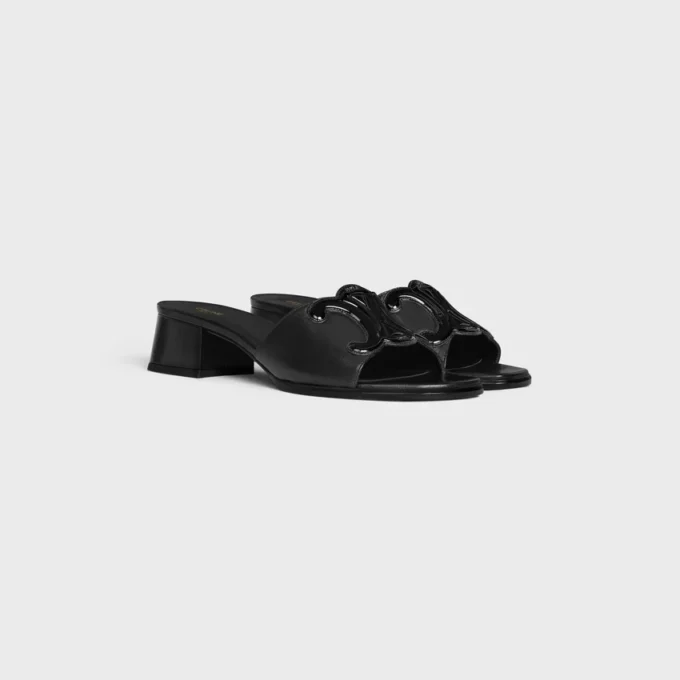 Celine Clemence Mule in Lambskin and Patent Calfskin Celine Clemence Mule in Lambskin and Patent Calfskin