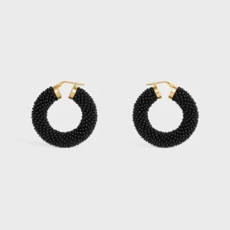 Celine Dafila Bold Hoops in Glass Beads and Brass with Gold Finish Celine Dafila Bold Hoops in Glass Beads and Brass with Gold Finish