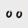 Celine Dafila Bold Hoops in Glass Beads and Brass with Gold Finish Celine Dafila Bold Hoops in Glass Beads and Brass with Gold Finish