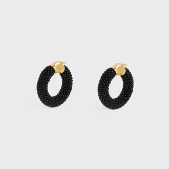 Celine Dafila Bold Hoops in Glass Beads and Brass with Gold Finish Celine Dafila Bold Hoops in Glass Beads and Brass with Gold Finish