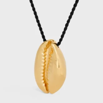 Celine Dafila Shell Necklace in Brass with Gold Finish and Silk Celine Dafila Shell Necklace in Brass with Gold Finish and Silk