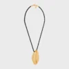 Celine Dafila Shell Necklace in Brass with Gold Finish and Silk