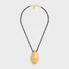 Celine Dafila Shell Necklace in Brass with Gold Finish and Silk