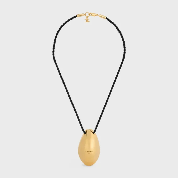 Celine Dafila Shell Necklace in Brass with Gold Finish and Silk