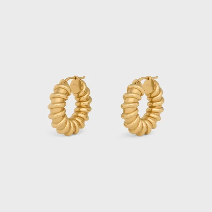 Celine Dafila Torsade Hoops in Brass with Gold Finish Celine Dafila Torsade Hoops in Brass with Gold Finish