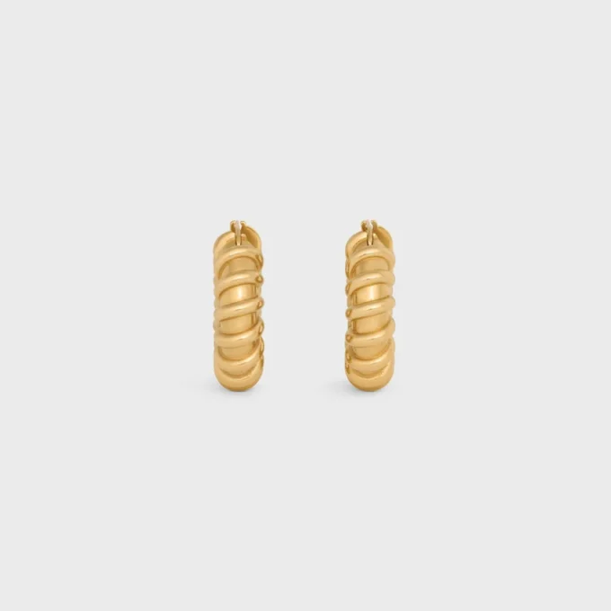 Celine Dafila Torsade Hoops in Brass with Gold Finish Celine Dafila Torsade Hoops in Brass with Gold Finish