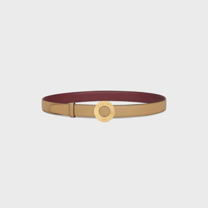 Celine Disc Buckle 25Mm in Metal & Reversible Strap 25Mm in Smooth and Grained Calfskin Celine Disc Buckle 25Mm in Metal & Reversible Strap 25Mm in Smooth and Grained Calfskin