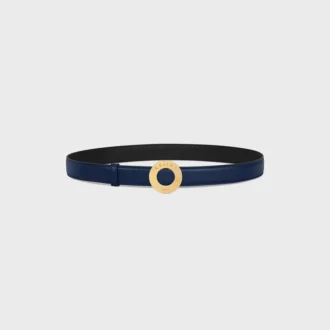 Celine Disc Buckle 25Mm in Metal & Reversible Strap 25Mm in Smooth and Grained Calfskin