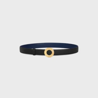 Celine Disc Buckle 25Mm in Metal & Reversible Strap 25Mm in Smooth and Grained Calfskin