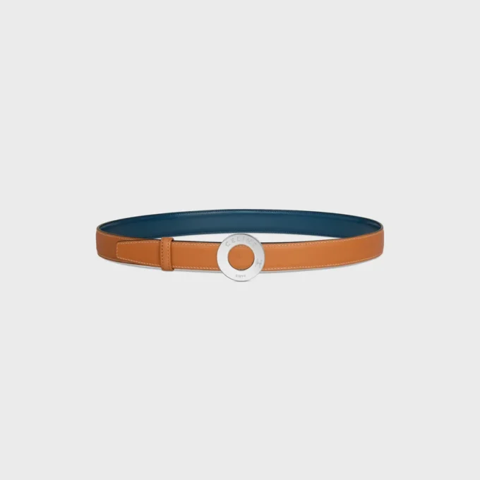 Celine Disc Buckle 25Mm in Metal & Reversible Strap 25Mm in Taurillon and Natural Calfskin Celine Disc Buckle 25Mm in Metal & Reversible Strap 25Mm in Taurillon and Natural Calfskin