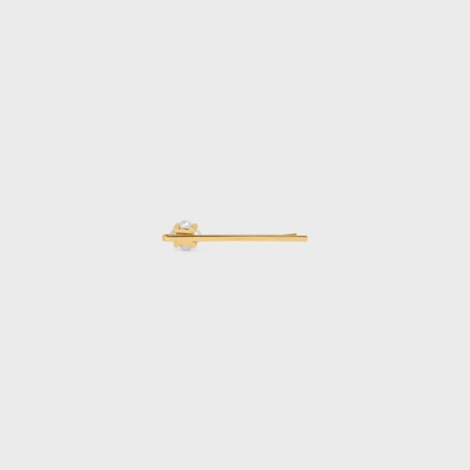 Celine Hair Slide in Brass with Gold Finish and Resin Pearls Celine Hair Slide in Brass with Gold Finish and Resin Pearls