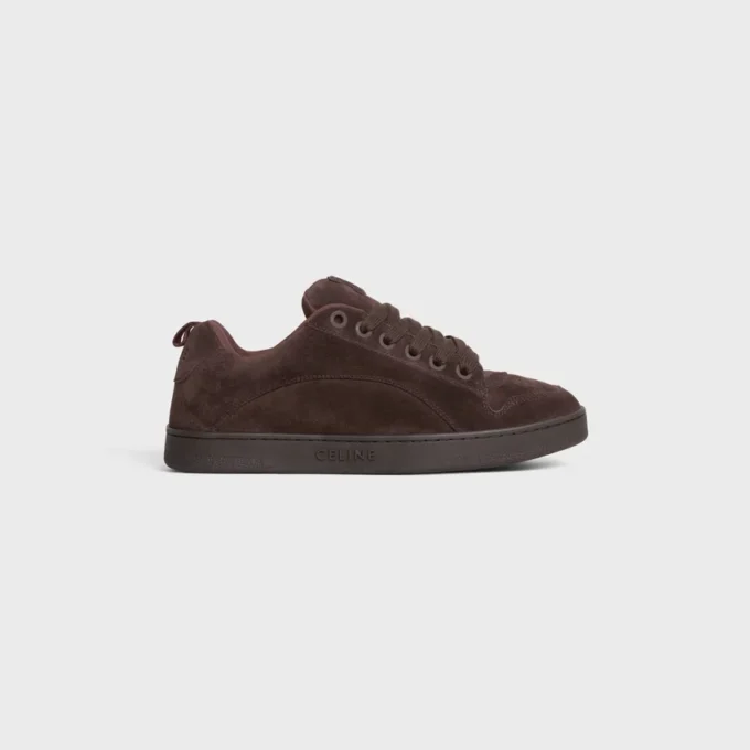 Celine Huntington Low Lace-Up Sneaker in Suede Calfskin and Mesh