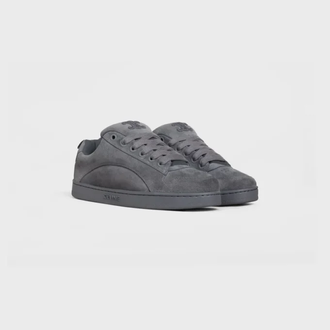 Celine Huntington Low Lace-Up Sneaker in Suede Calfskin and Mesh