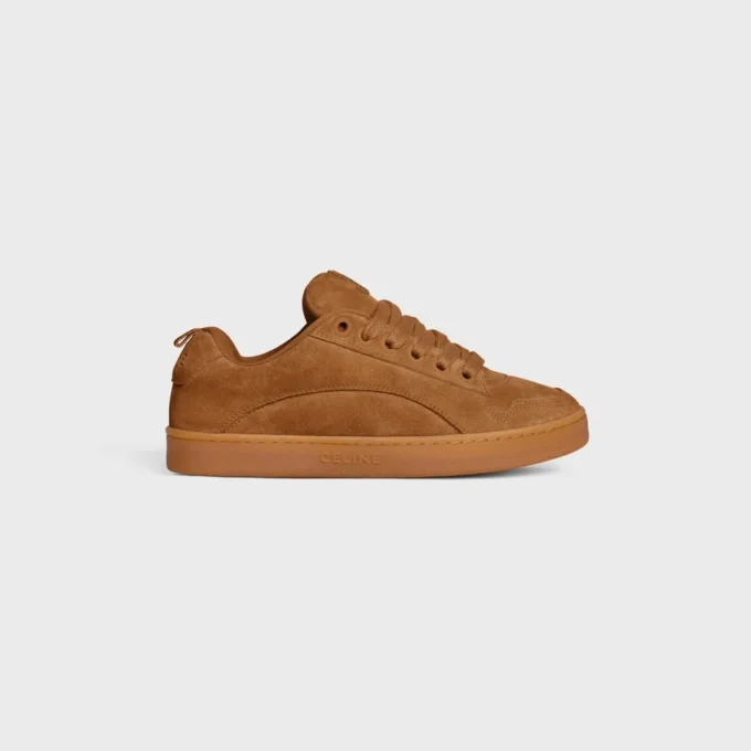 Celine Huntington Low Lace-Up Sneaker in Suede Calfskin and Mesh