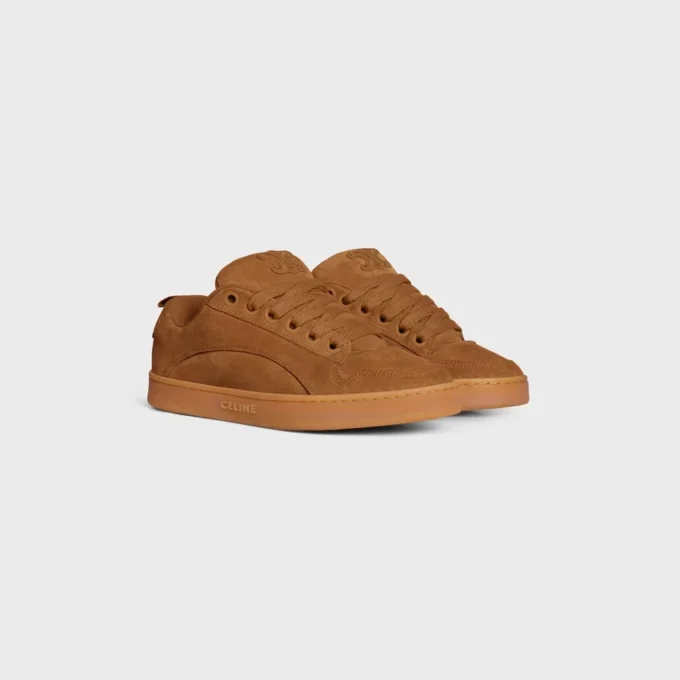 Celine Huntington Low Lace-Up Sneaker in Suede Calfskin and Mesh