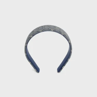 Celine Jacquard Triomphe Headband in Cotton, Polyamide, Polyester and Calfskin