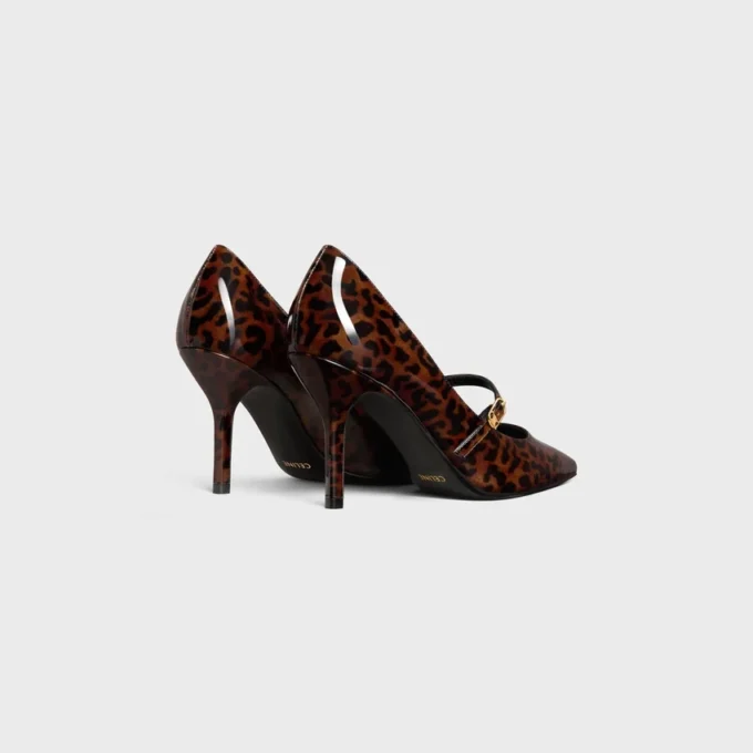 Celine Judy Strappy Pump in Printed Leopard Patent Calfskin Celine Judy Strappy Pump in Printed Leopard Patent Calfskin