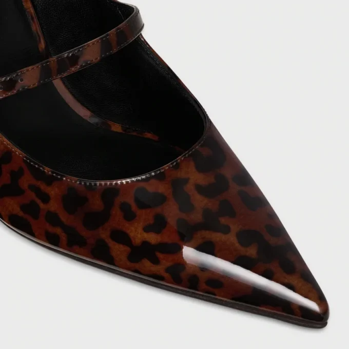Celine Judy Strappy Pump in Printed Leopard Patent Calfskin Celine Judy Strappy Pump in Printed Leopard Patent Calfskin