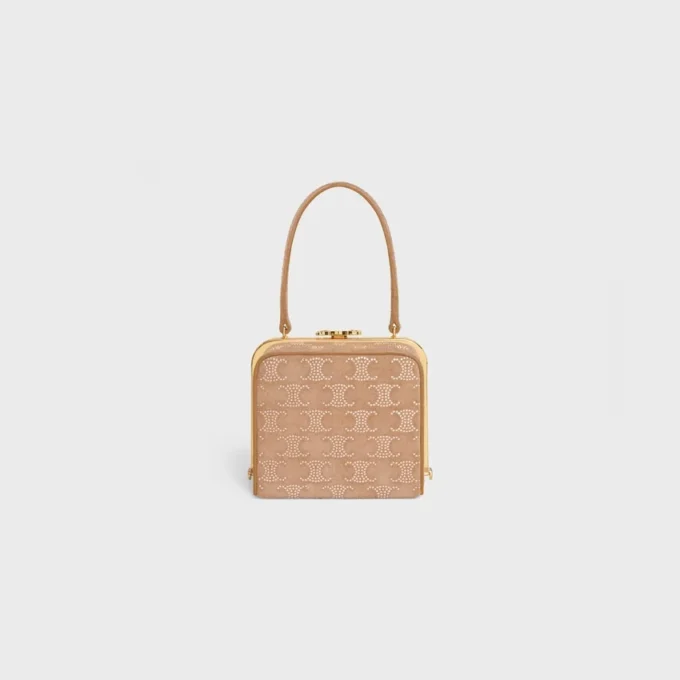 Celine Lana Minaudiere in Suede Calfskin with Triomphe Strass Celine Lana Minaudiere in Suede Calfskin with Triomphe Strass