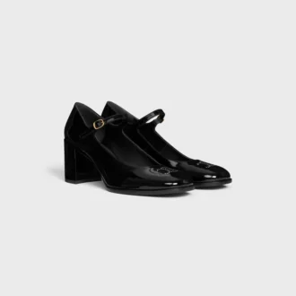 Celine Lily Perforated Triomphe Babies in Patent Calfskin