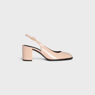 Celine Lily Perforated Triomphe Slingback in Patent Calfskin