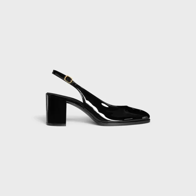 Celine Lily Perforated Triomphe Slingback in Patent Calfskin Celine Lily Perforated Triomphe Slingback in Patent Calfskin