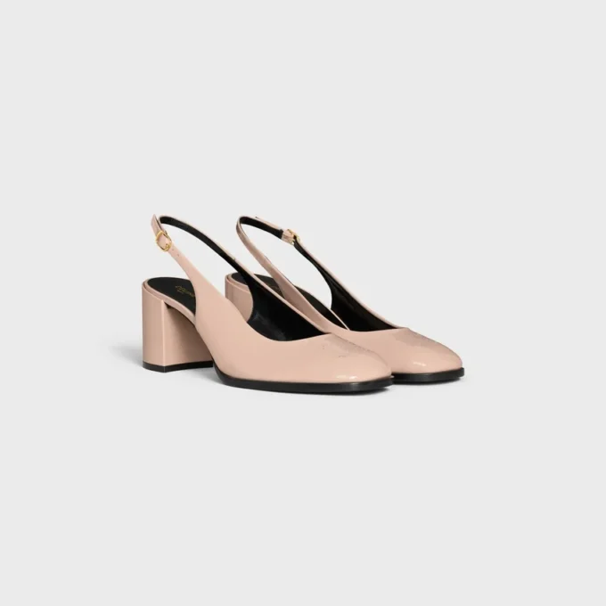 Celine Lily Perforated Triomphe Slingback in Patent Calfskin Celine Lily Perforated Triomphe Slingback in Patent Calfskin