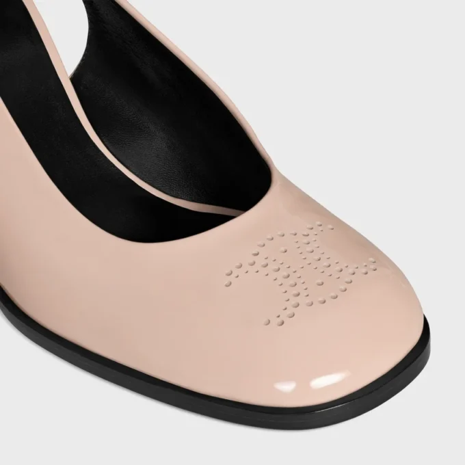 Celine Lily Perforated Triomphe Slingback in Patent Calfskin Celine Lily Perforated Triomphe Slingback in Patent Calfskin
