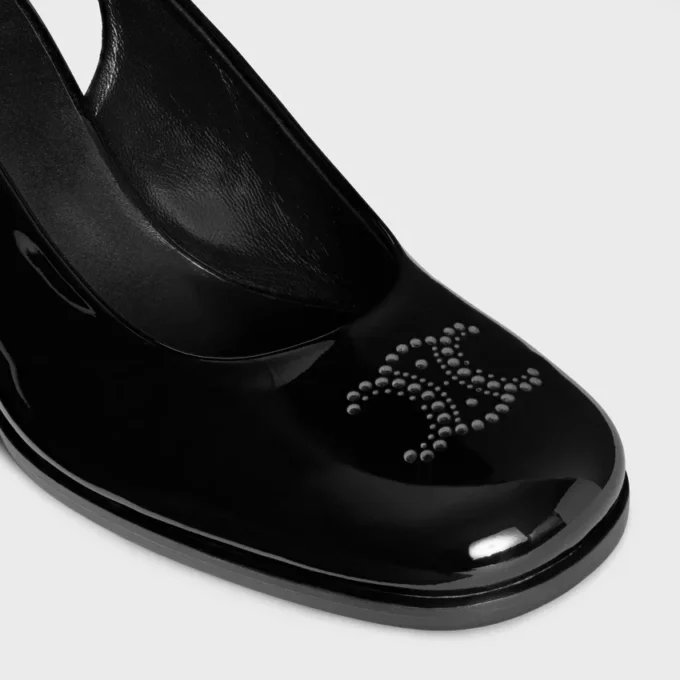 Celine Lily Perforated Triomphe Slingback in Patent Calfskin Celine Lily Perforated Triomphe Slingback in Patent Calfskin