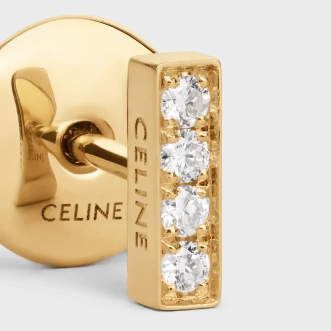 Celine Line Stud in Yellow Gold and Diamonds