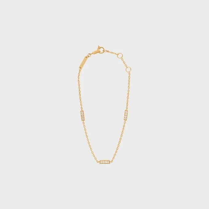 Celine Line Triple Bracelet in Yellow Gold and Diamonds