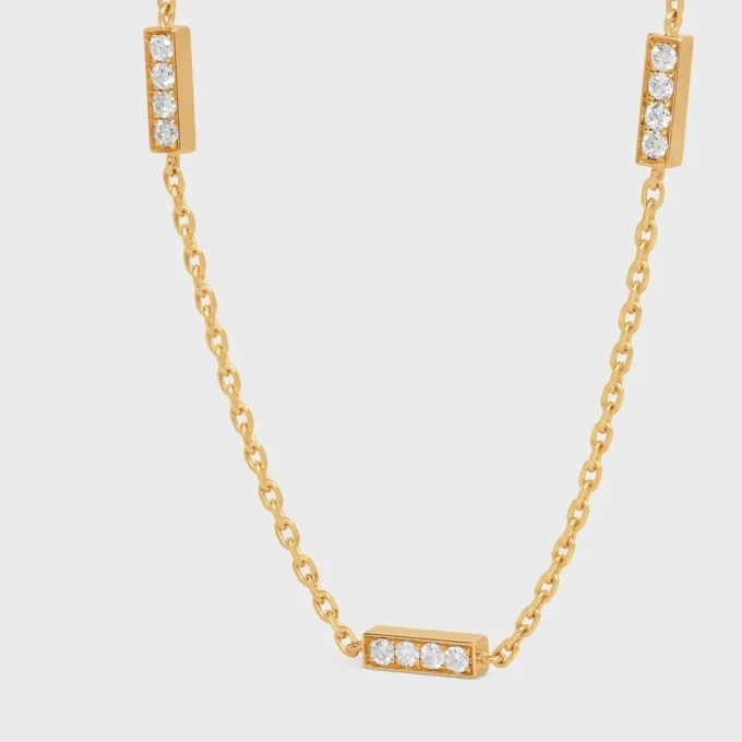 Celine Line Triple Bracelet in Yellow Gold and Diamonds
