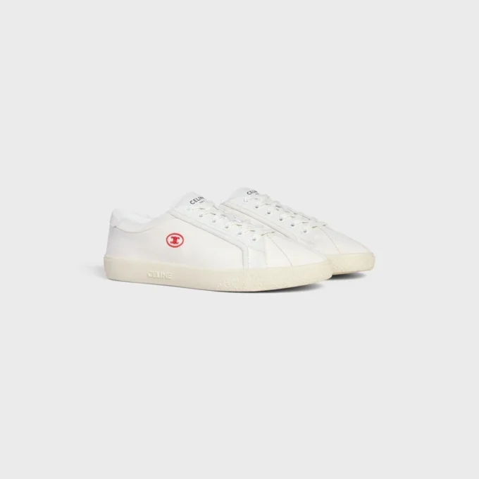 Celine Lou Low Lace-Up Sneaker with Triomphe in Canvas and Calfskin