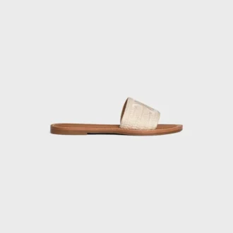 Celine Lympia Mule in Embroidered Cotton Canvas