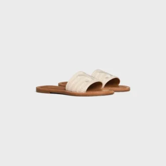Celine Lympia Mule in Embroidered Cotton Canvas