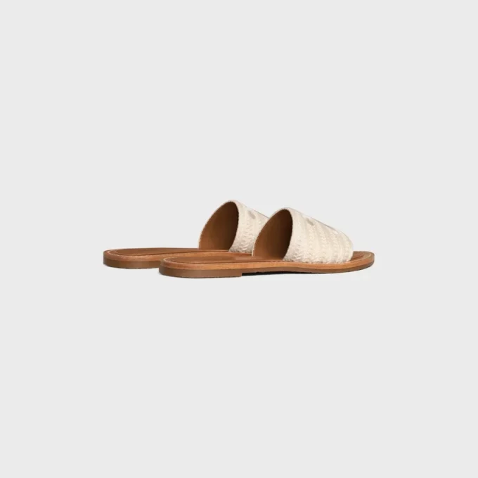 Celine Lympia Mule in Embroidered Cotton Canvas Celine Lympia Mule in Embroidered Cotton Canvas
