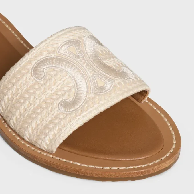 Celine Lympia Mule in Embroidered Cotton Canvas Celine Lympia Mule in Embroidered Cotton Canvas
