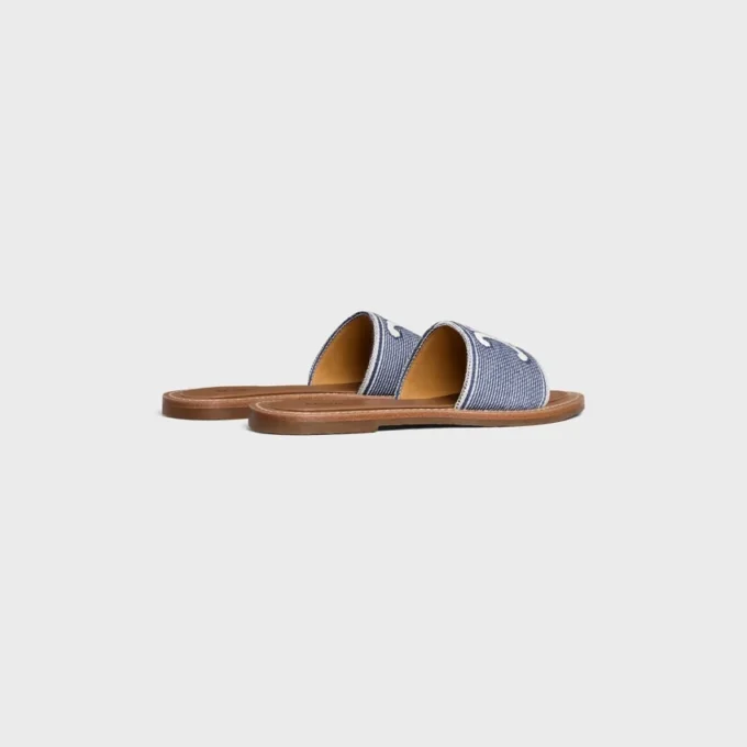 Celine Lympia Mule in Striped Textile with Triomphe Celine Lympia Mule in Striped Textile with Triomphe