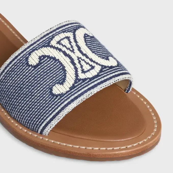 Celine Lympia Mule in Striped Textile with Triomphe Celine Lympia Mule in Striped Textile with Triomphe