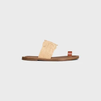 Celine Lympia Sandal in Raffia and Calfskin
