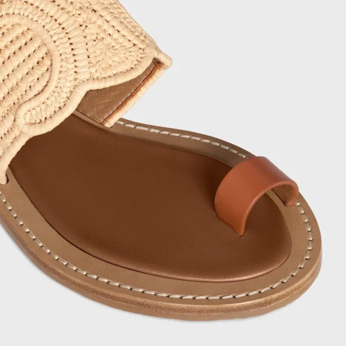 Celine Lympia Sandal in Raffia and Calfskin Celine Lympia Sandal in Raffia and Calfskin