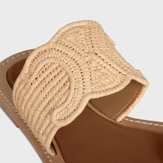 Celine Lympia Sandal in Raffia and Calfskin Celine Lympia Sandal in Raffia and Calfskin