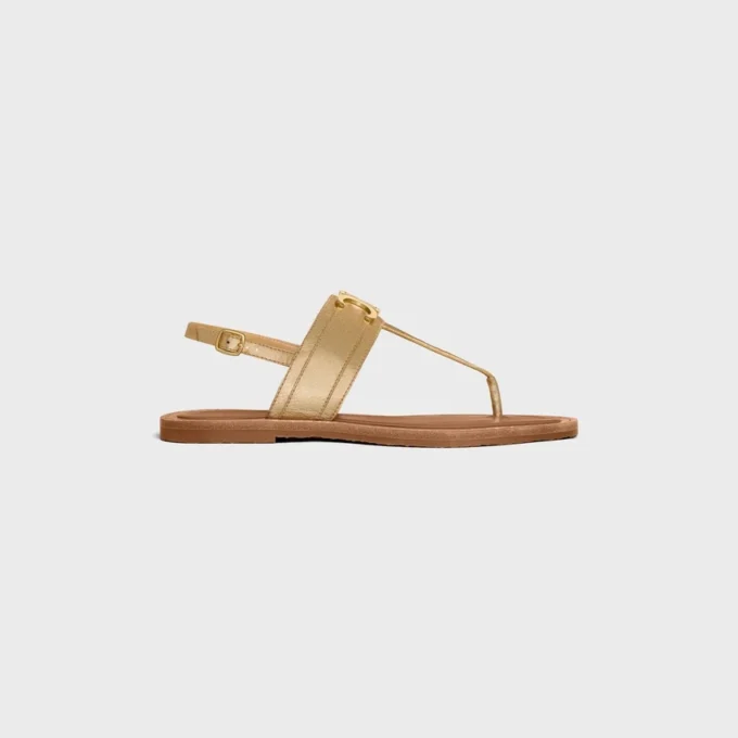 Celine Lympia Triomphe Thong in Laminated Calfskin Celine Lympia Triomphe Thong in Laminated Calfskin