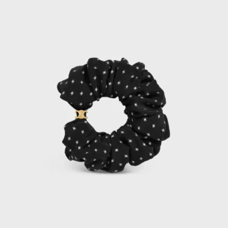 Celine Micro Triomphe Scrunchy in Silk and Brass with Gold Finish