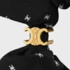 Celine Micro Triomphe Scrunchy in Silk and Brass with Gold Finish Celine Micro Triomphe Scrunchy in Silk and Brass with Gold Finish