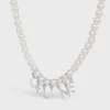 Celine Monochroms Necklace in Glass Pearls and Brass with Rhodium Finish