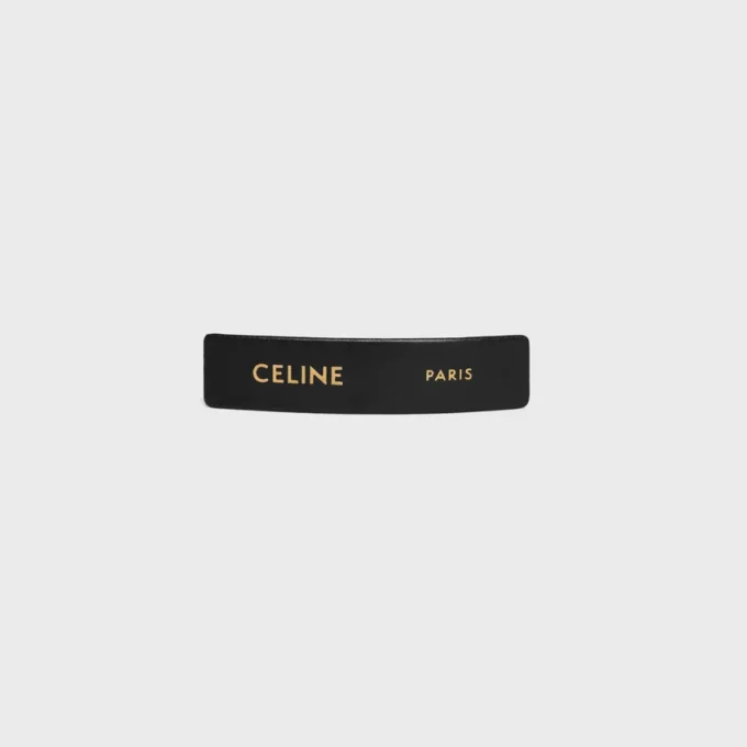 Celine Paris Hair Clip in Lambskin, Brass with Gold Finish and Steel Celine Paris Hair Clip in Lambskin, Brass with Gold Finish and Steel